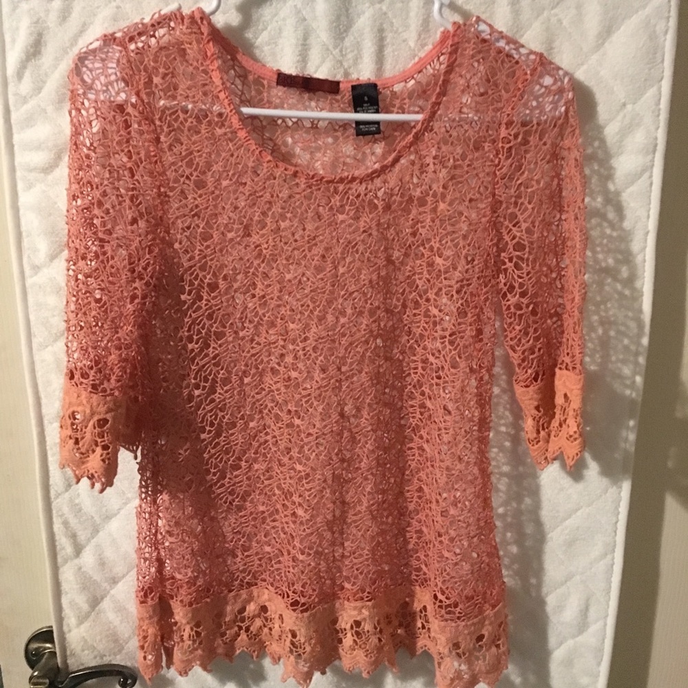 Crochet BKE coral shirt like new!